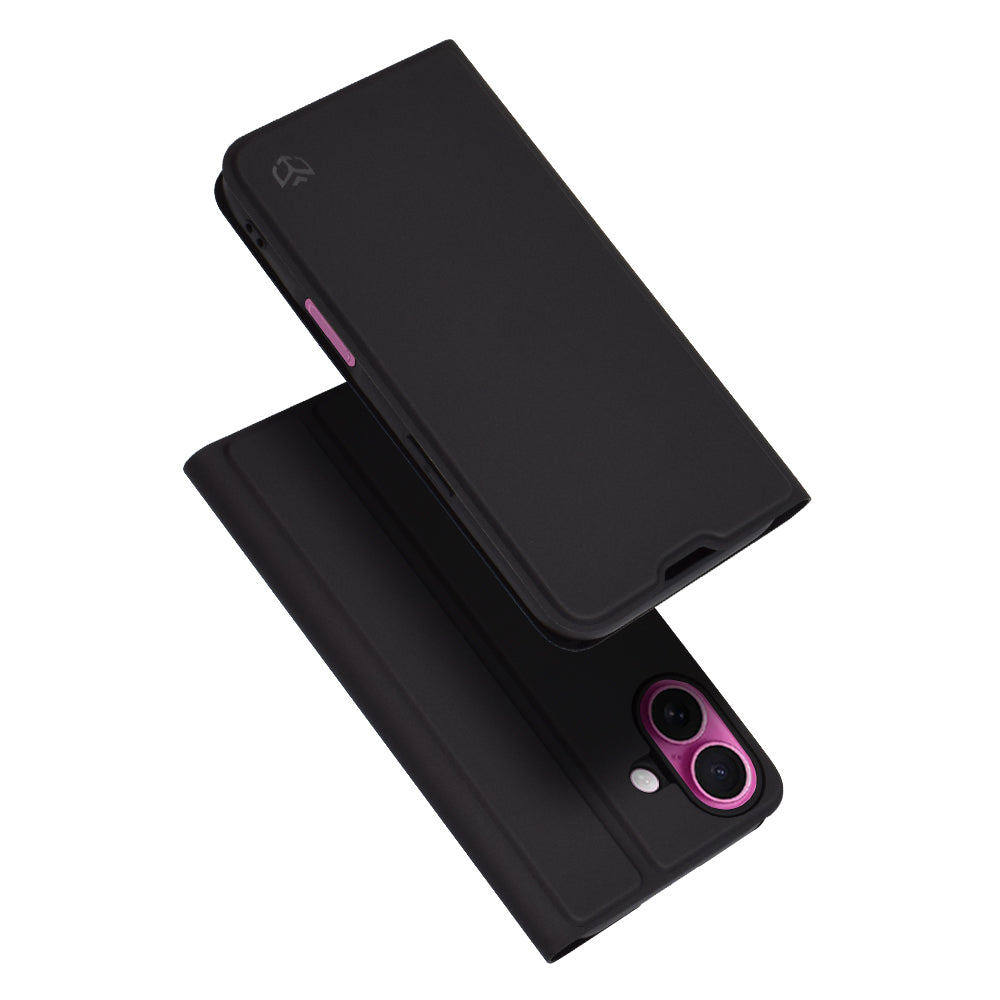 Hülle für Apple iPhone 16 Plus, Techsuit, Magskin Book, Schwarz