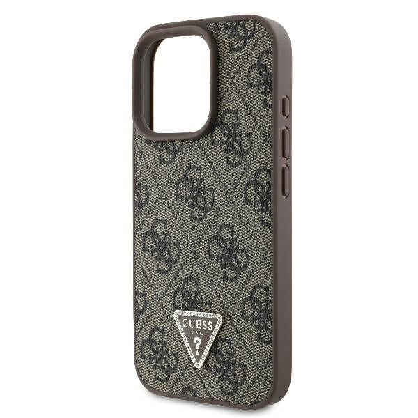 Hülle für Apple iPhone 16 Pro, Guess, Crossbody 4G Triangle Strass, Braun