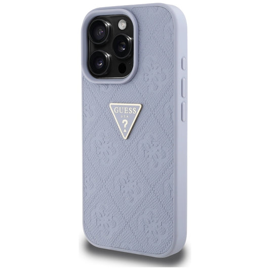 Hülle für Apple iPhone 16 Pro, Guess, Hot Stamp 4G Pattern Triangle Logo, Helles Lila