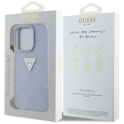 Hülle für Apple iPhone 16 Pro, Guess, Hot Stamp 4G Pattern Triangle Logo, Helles Lila
