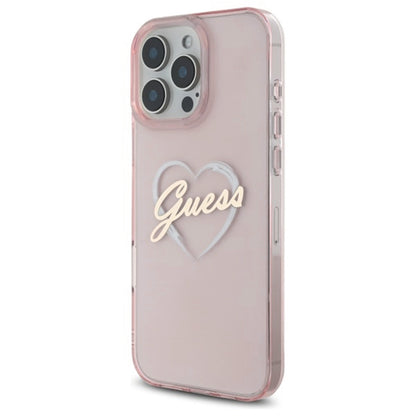 Case for Apple iPhone 16 Pro, Guess, IML Heart, Pink