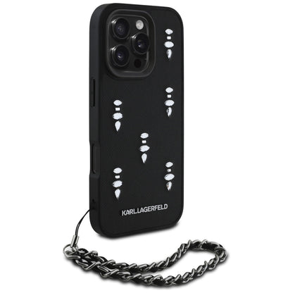 Case for Apple iPhone 16 Pro, Karl Lagerfeld, Saffiano Crystals & Charm, Black