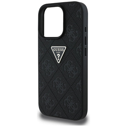 Hülle für Apple iPhone 16 Pro Max, Guess, Hot Stamp 4G Pattern Triangle Logo, Schwarz