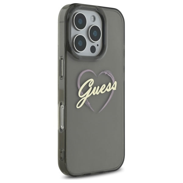 Hülle für Apple iPhone 16 Pro Max, Guess, IML Heart, Schwarz