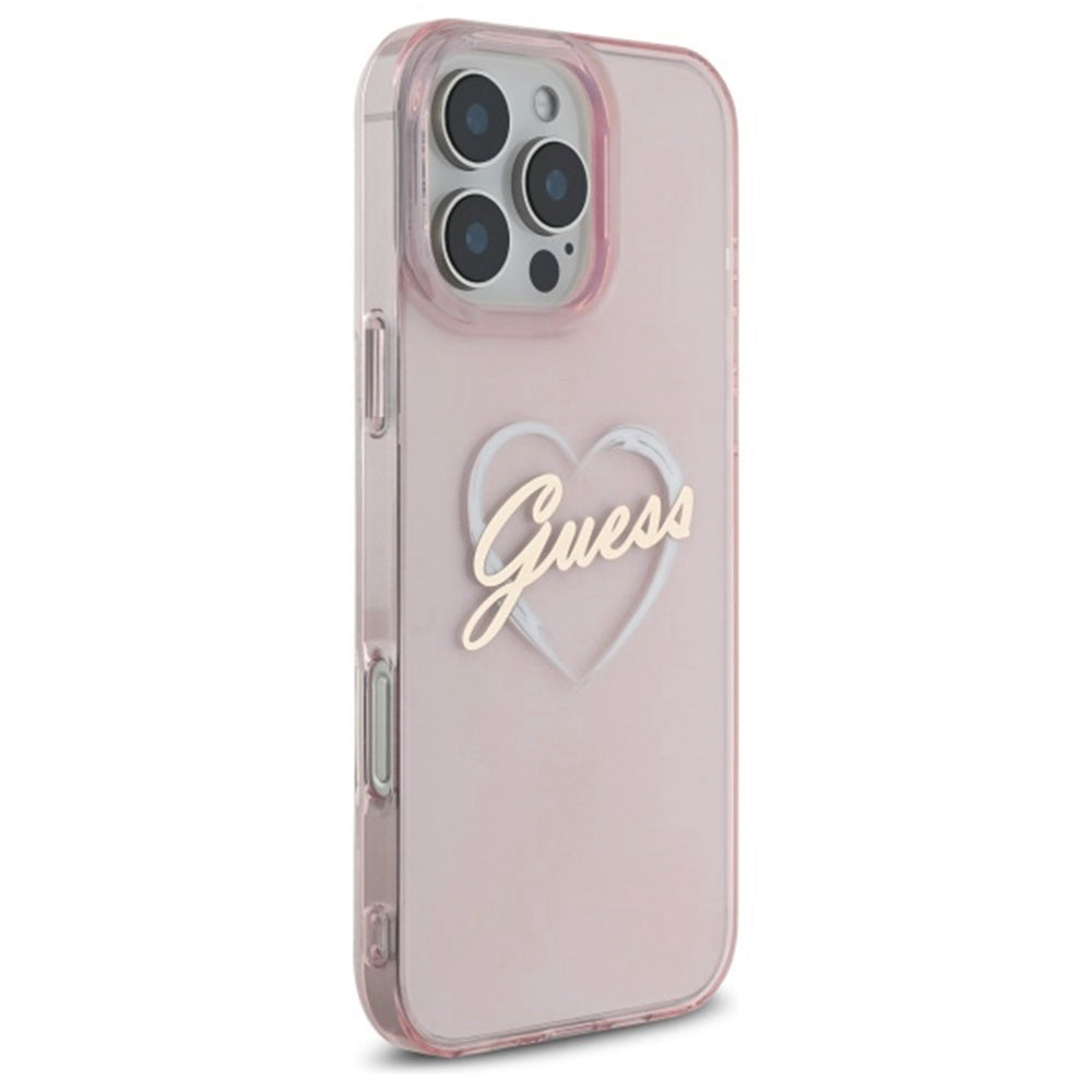 Case for Apple iPhone 16 Pro Max, Guess, IML Heart, Pink