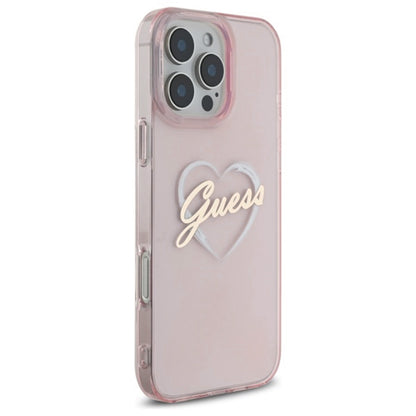 Case for Apple iPhone 16 Pro Max, Guess, IML Heart, Pink