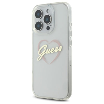 Hülle für Apple iPhone 16 Pro Max, Guess, IML Heart, Transparent