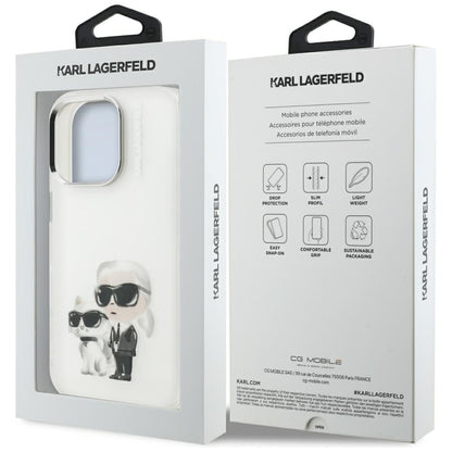 Hülle für Apple iPhone 16 Pro Max, Karl Lagerfeld, IML Aquarelle Logo Karl & Choupette, Weiß