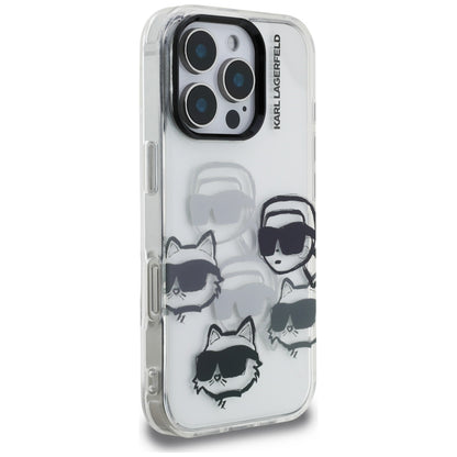 Hülle für Apple iPhone 16 Pro Max, Karl Lagerfeld, IML Luxury Multi Head Pattern, Transparent