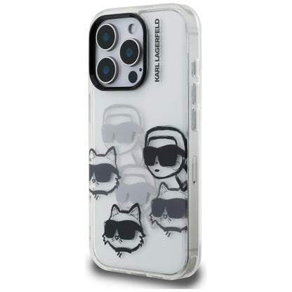 Hülle für Apple iPhone 16 Pro Max, Karl Lagerfeld, IML Luxury Multi Head Pattern, Transparent
