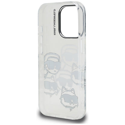 Hülle für Apple iPhone 16 Pro Max, Karl Lagerfeld, IML Luxury Multi Head Pattern, Transparent