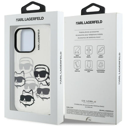 Hülle für Apple iPhone 16 Pro Max, Karl Lagerfeld, IML Luxury Multi Head Pattern, Transparent