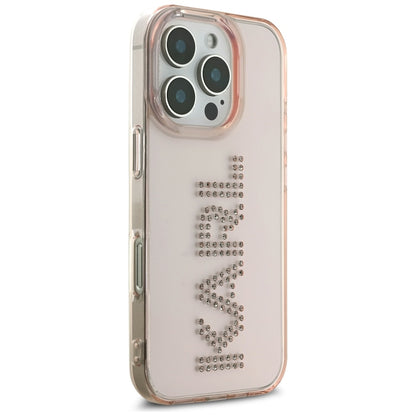 Hülle für Apple iPhone 16 Pro Max, Karl Lagerfeld, IML Rhinestones Pink Logo, Rosa