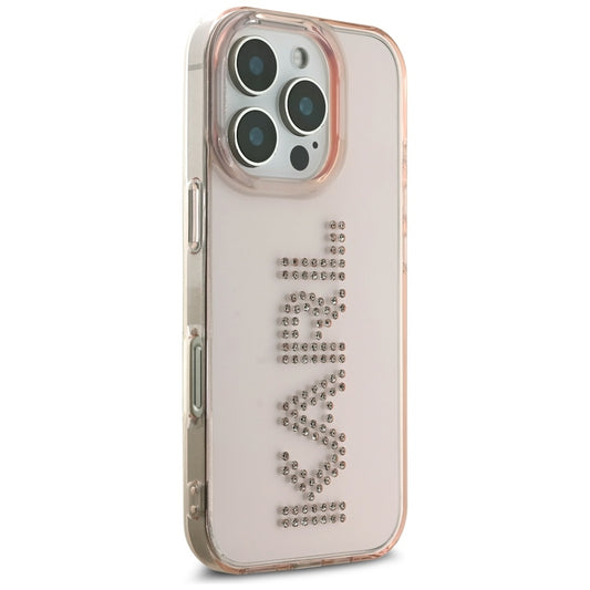 Hülle für Apple iPhone 16 Pro Max, Karl Lagerfeld, IML Rhinestones Pink Logo, Rosa