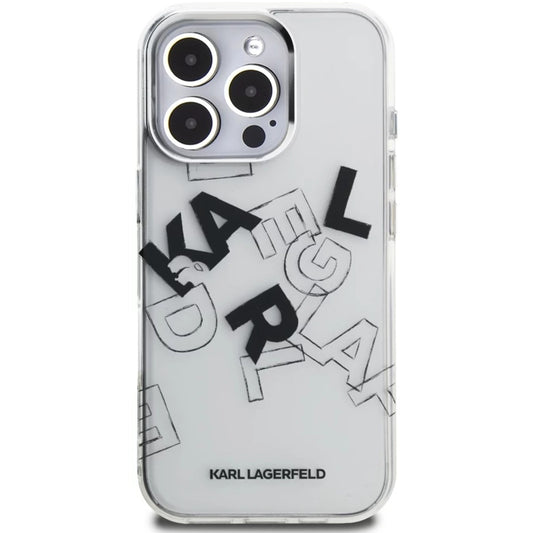 Hülle für Apple iPhone 16 Pro Max, Karl Lagerfeld, IML Sketched Graphic Logo, Transparent