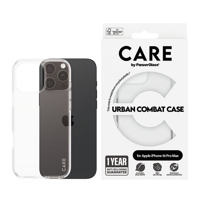 Hülle für Apple iPhone 16 Pro, PanzerGlass, Care Urban Combat, Transparent