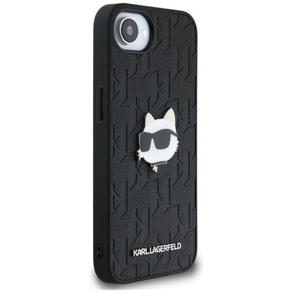 Hülle für Apple iPhone 16e, Karl Lagerfeld, Monogram Choupette's Head, Schwarz
