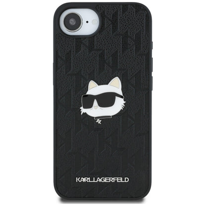 Hülle für Apple iPhone 16e, Karl Lagerfeld, Monogram Choupette's Head, Schwarz