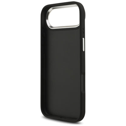 Hülle für Apple iPhone 17 Air, Guess, 4G Grained Big and Classic Logo, Schwarz Silbern