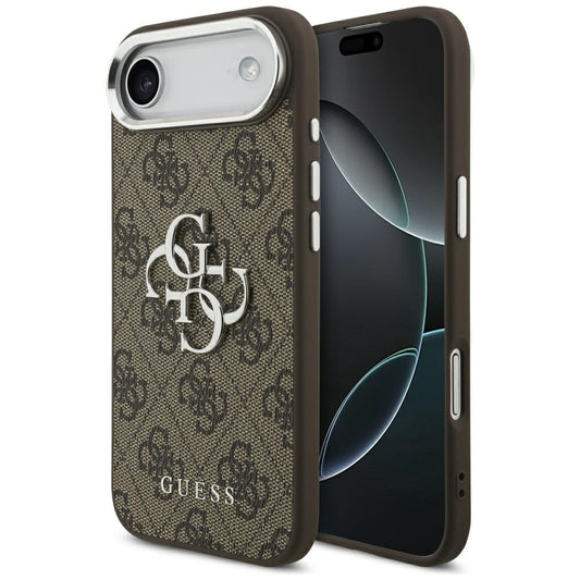 Hülle für Apple iPhone 17 Air, Guess, Big 4G Logo Classic, Braun Silbern