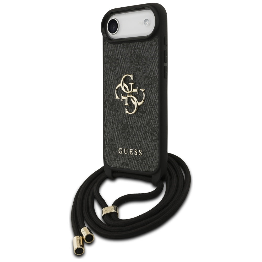 Hülle für Apple iPhone 17 Air, Guess, Crossbody Cord 4G Big Log, Schwarz