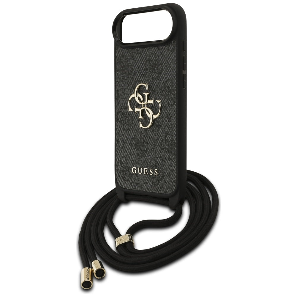 Hülle für Apple iPhone 17 Air, Guess, Crossbody Cord 4G Big Log, Schwarz