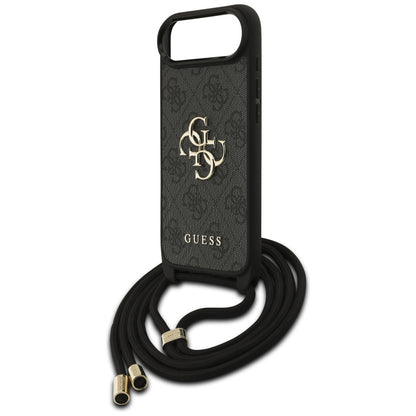 Hülle für Apple iPhone 17 Air, Guess, Crossbody Cord 4G Big Log, Schwarz