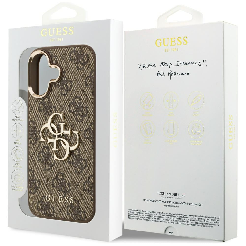 Hülle für Apple iPhone 17, Guess, Big 4G Logo Classic, Goldenes Braun