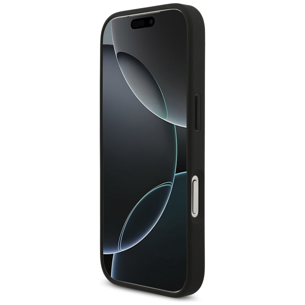 Hülle für Apple iPhone 17 Pro, Guess, 4G Grained Big and Classic Logo, Schwarz