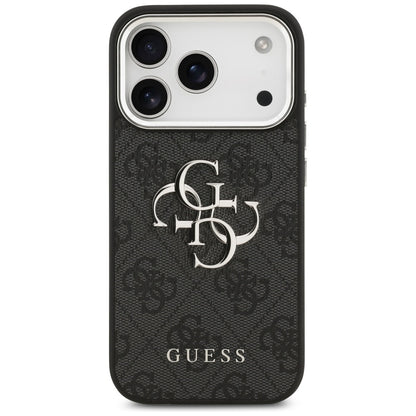 Hülle für Apple iPhone 17 Pro, Guess, Big 4G Logo Classic, Schwarz Silbern