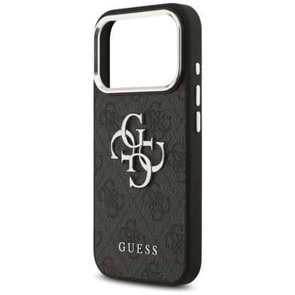 Hülle für Apple iPhone 17 Pro, Guess, Big 4G Logo Classic, Schwarz Silbern