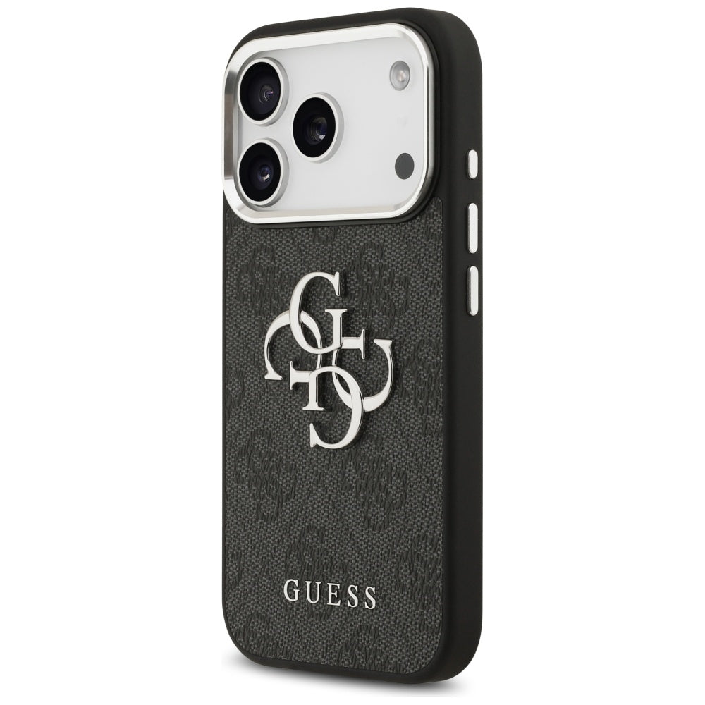 Hülle für Apple iPhone 17 Pro, Guess, Big 4G Logo Classic, Schwarz Silbern