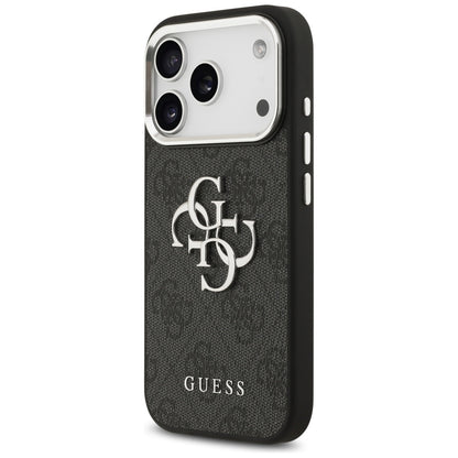 Hülle für Apple iPhone 17 Pro, Guess, Big 4G Logo Classic, Schwarz Silbern