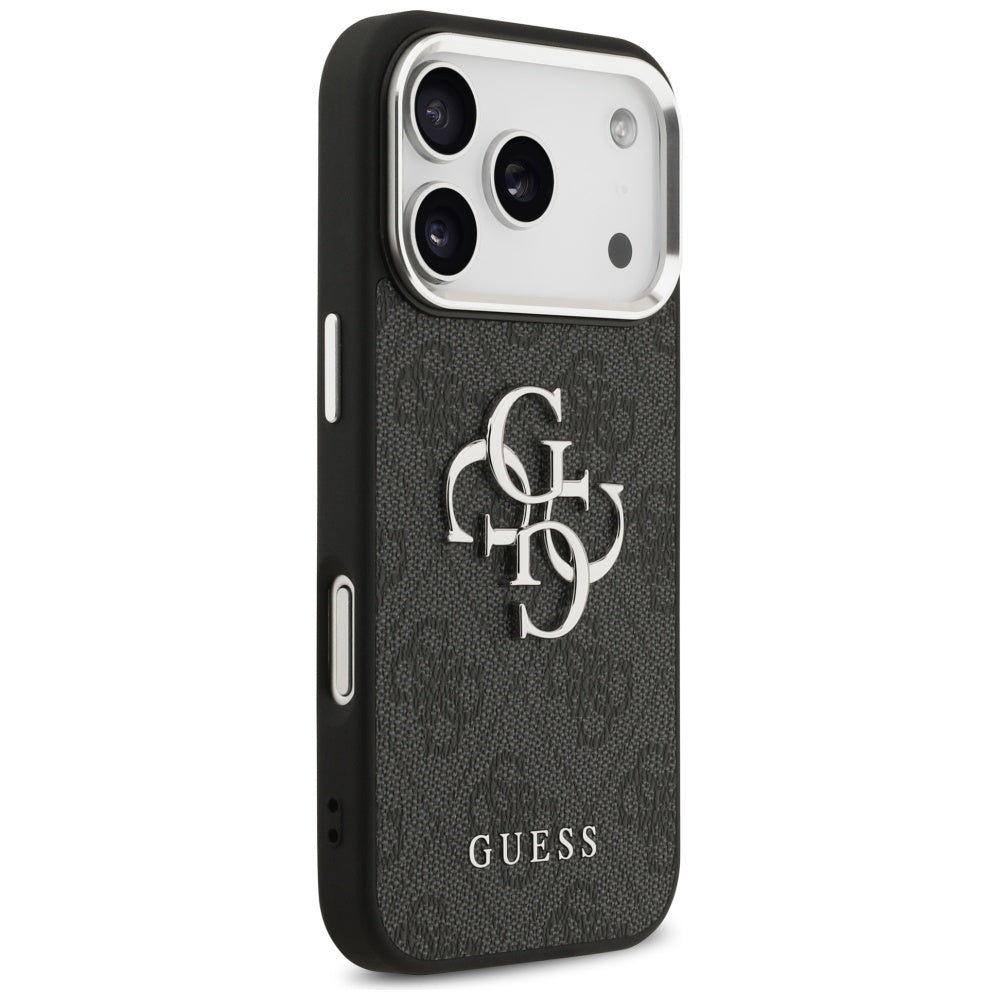 Hülle für Apple iPhone 17 Pro, Guess, Big 4G Logo Classic, Schwarz Silbern