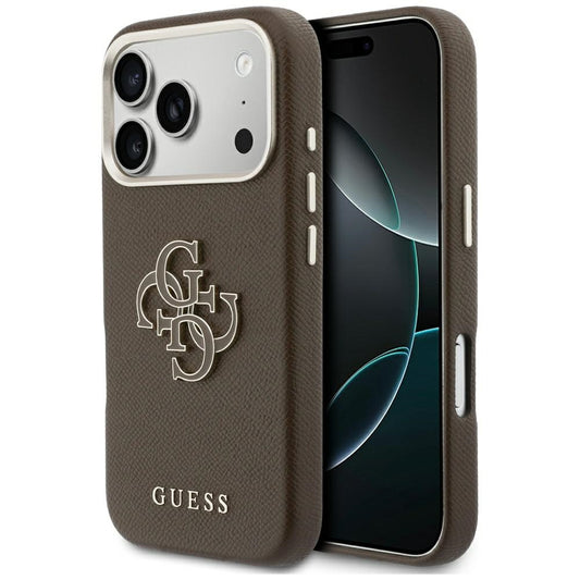 Hülle für Apple iPhone 17 Pro, GUESS, Resin Logo, Braun