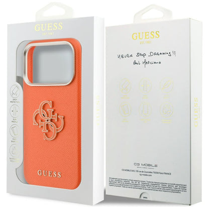 Case for Apple iPhone 17 Pro, Guess, Resin Logo, Orange