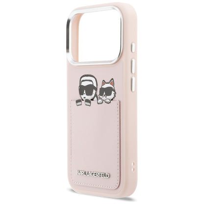 Hülle für Apple iPhone 17 Pro, Karl Lagerfeld, Karl & Choupette Print mit Tasche, Rosa