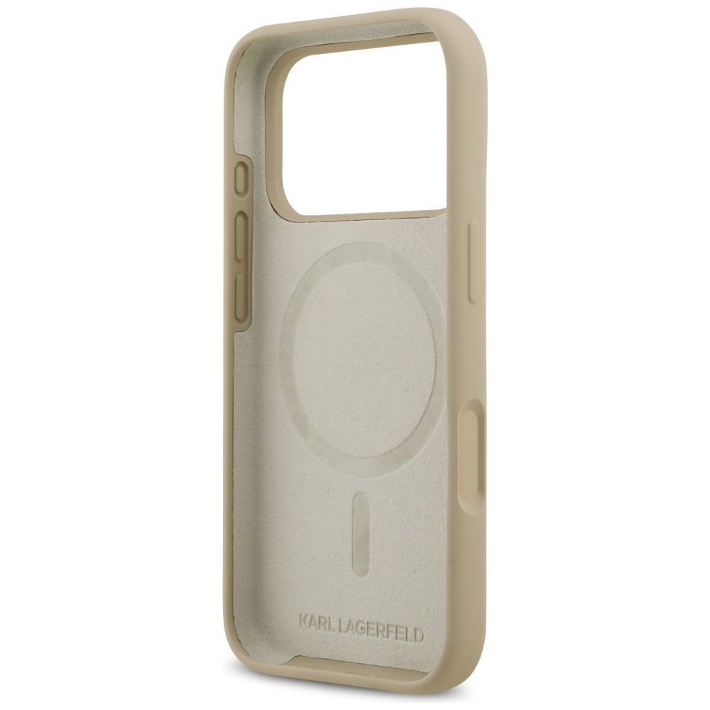 Hülle für Apple iPhone 17 Pro, Karl Lagerfeld, Sketch und Logo Karl, Braun