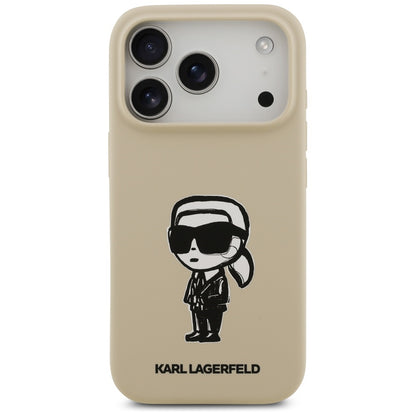 Hülle für Apple iPhone 17 Pro, Karl Lagerfeld, Sketch und Logo Karl, Braun