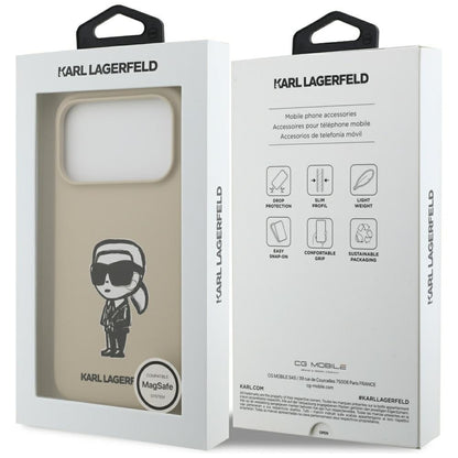 Hülle für Apple iPhone 17 Pro, Karl Lagerfeld, Sketch und Logo Karl, Braun