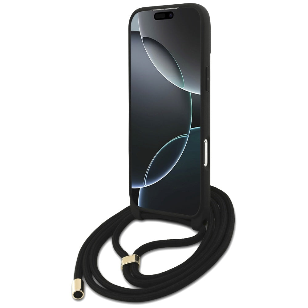 Hülle für Apple iPhone 17 Pro Max, Guess, 4G CBDY Big Logo mit Kordelband, Braun