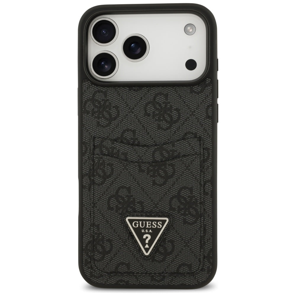 Hülle für Apple iPhone 17 Pro Max, Guess, 4G Double Card Triangle, Schwarz