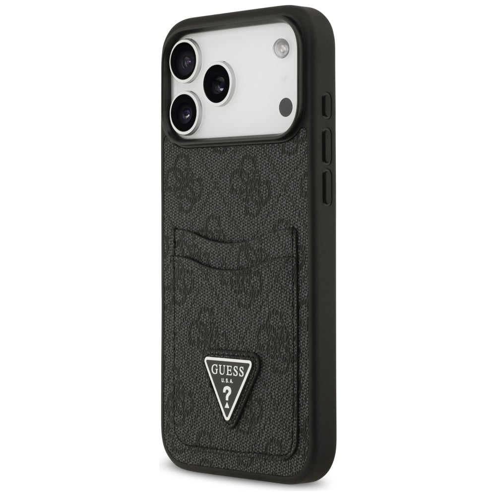 Hülle für Apple iPhone 17 Pro Max, Guess, 4G Double Card Triangle, Schwarz