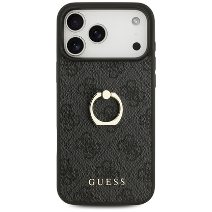 Hülle für Apple iPhone 17 Pro Max, Guess, 4G Ring Stand, Schwarz