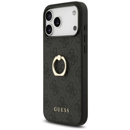 Hülle für Apple iPhone 17 Pro Max, Guess, 4G Ring Stand, Schwarz