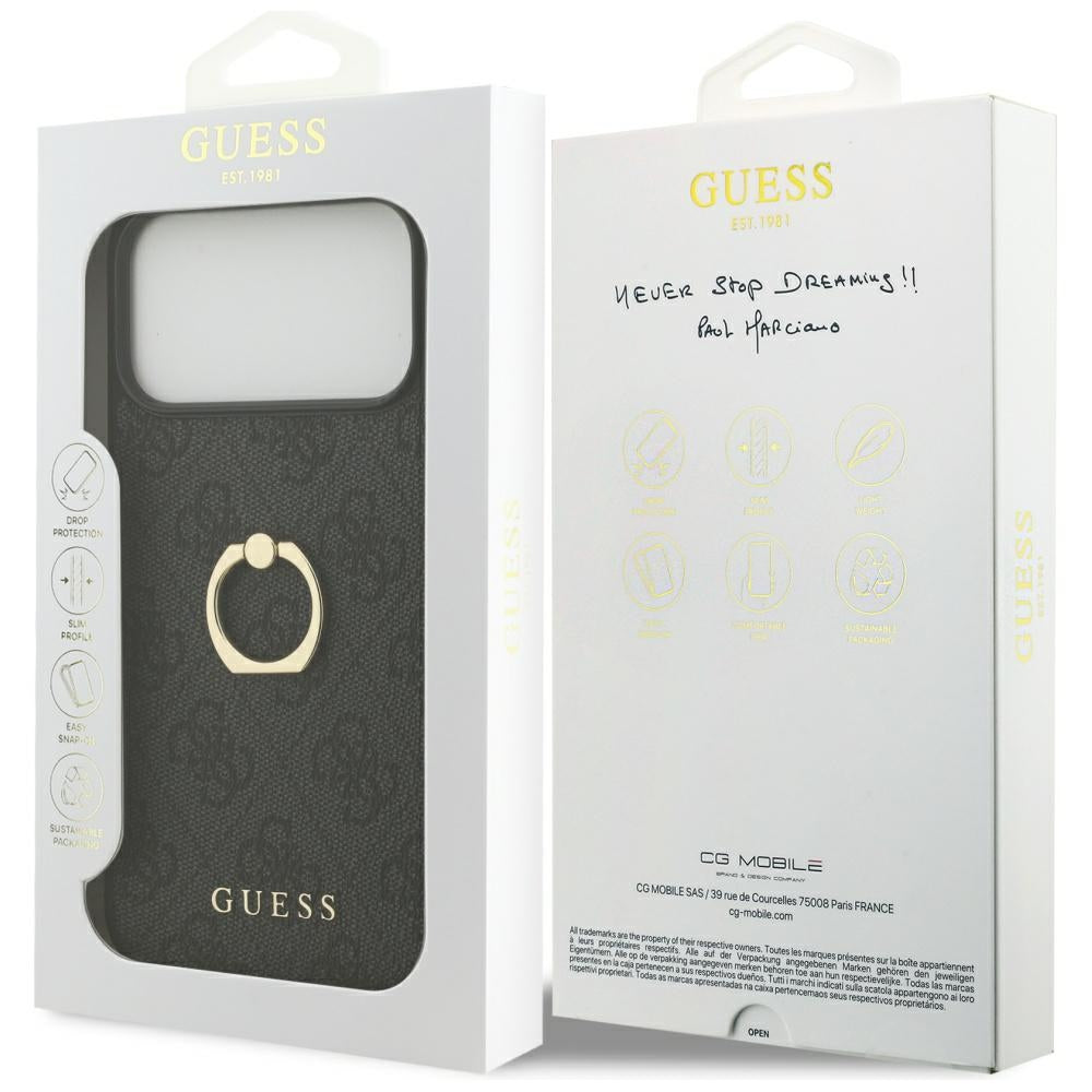 Hülle für Apple iPhone 17 Pro Max, Guess, 4G Ring Stand, Schwarz