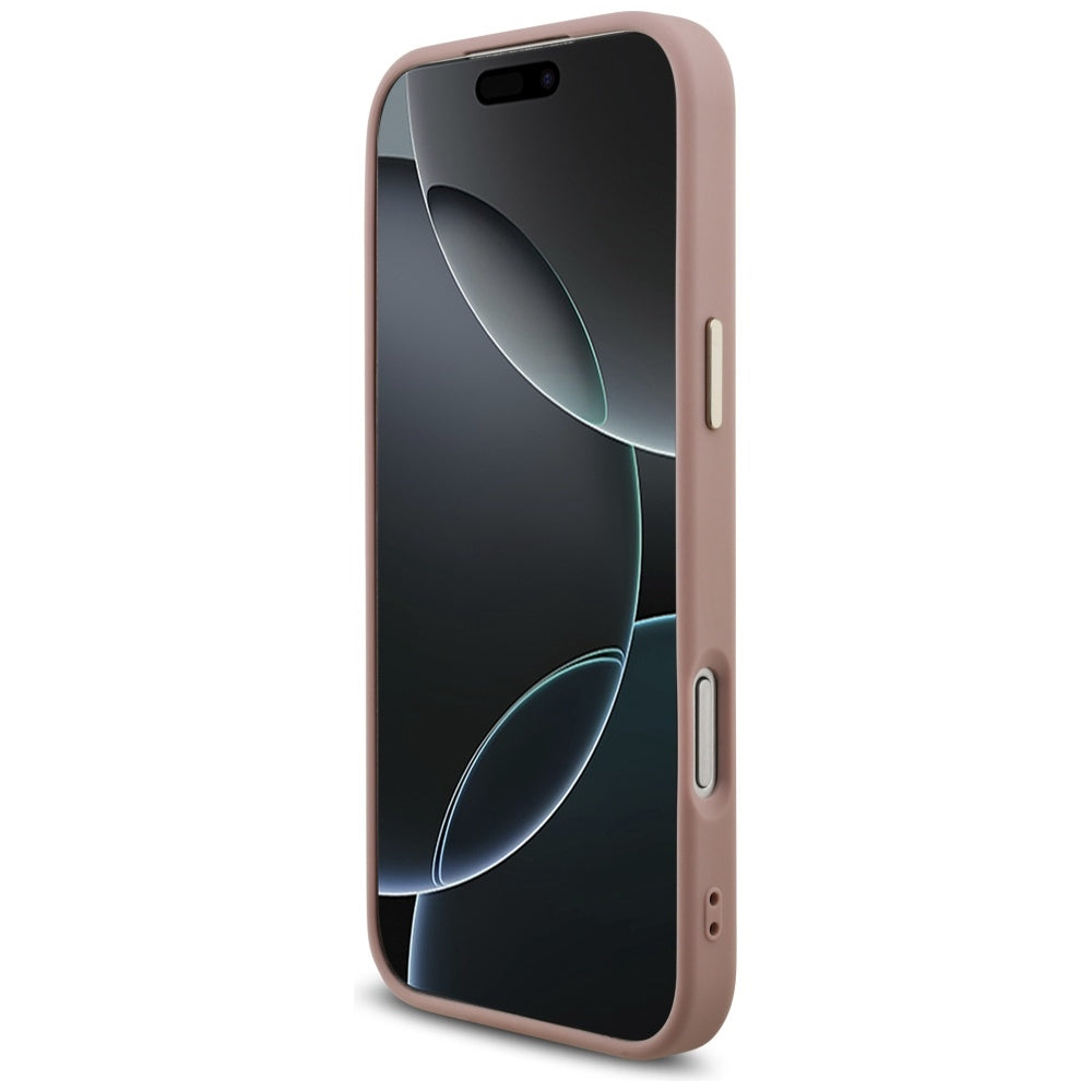 Hülle für Apple iPhone 17 Pro Max, Guess, Fixed Glitter Big 4G Metal Frame, Rosa