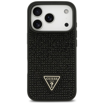 Hülle für Apple iPhone 17 Pro Max, Guess, Rhinestone Triangle Logo, Schwarz