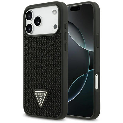 Hülle für Apple iPhone 17 Pro Max, Guess, Rhinestone Triangle Logo, Schwarz