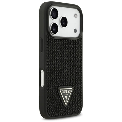 Hülle für Apple iPhone 17 Pro Max, Guess, Rhinestone Triangle Logo, Schwarz